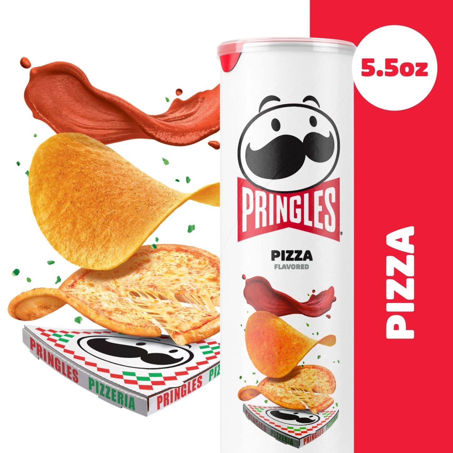 Pizza Potato Crisps Chips, Lunch Snacks, 5.5 Oz Canister