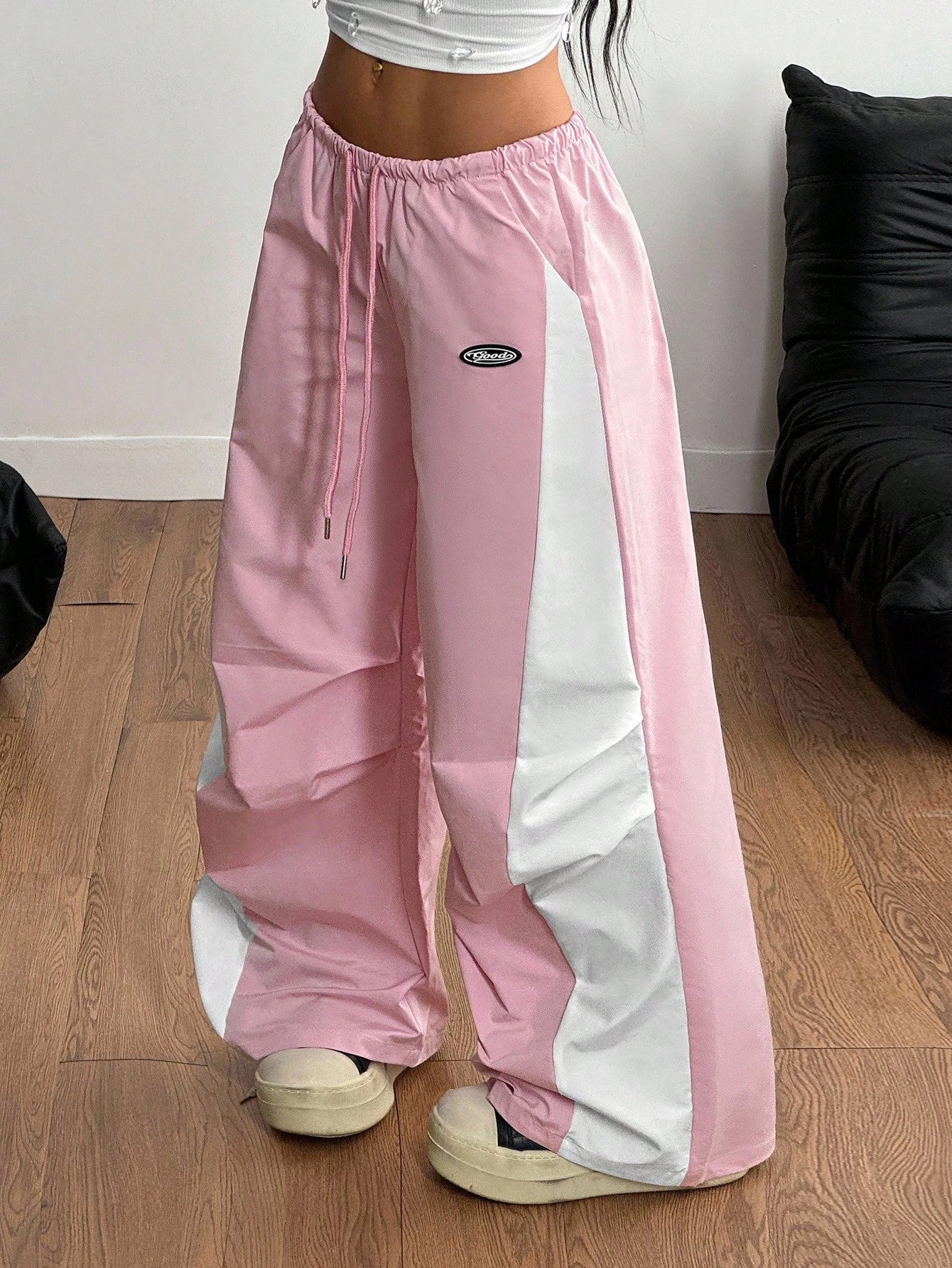 Coolane Women'S Spring and Summer Concert Streetwear Going Out Color-Blocked Parachute Pants,Cargo Pants