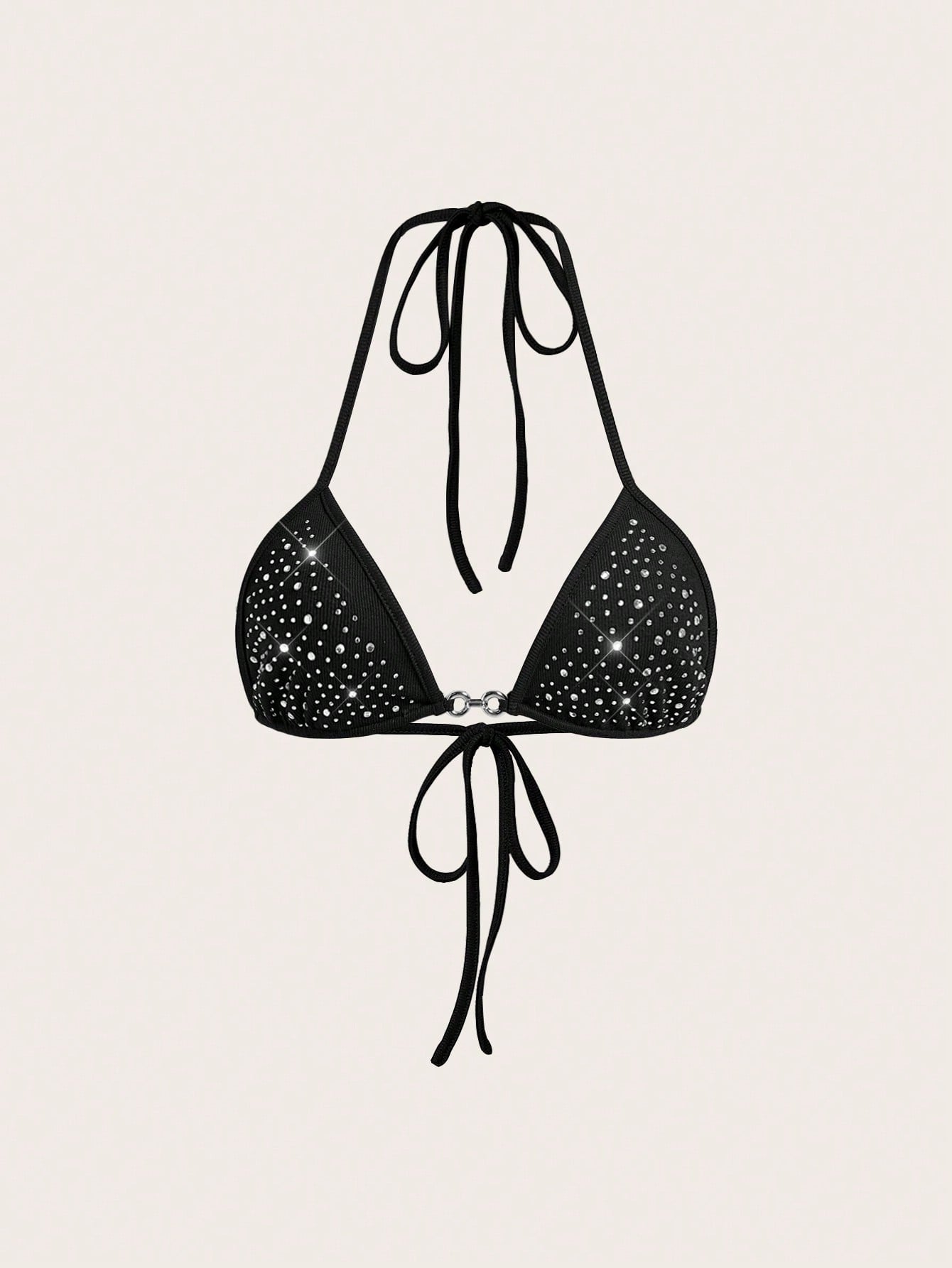 Coolane Women'S Black Halter Micro Crop Top: Rhinestone Knitted Camisole with Asymmetrical Hem for a Dazzling Night Out