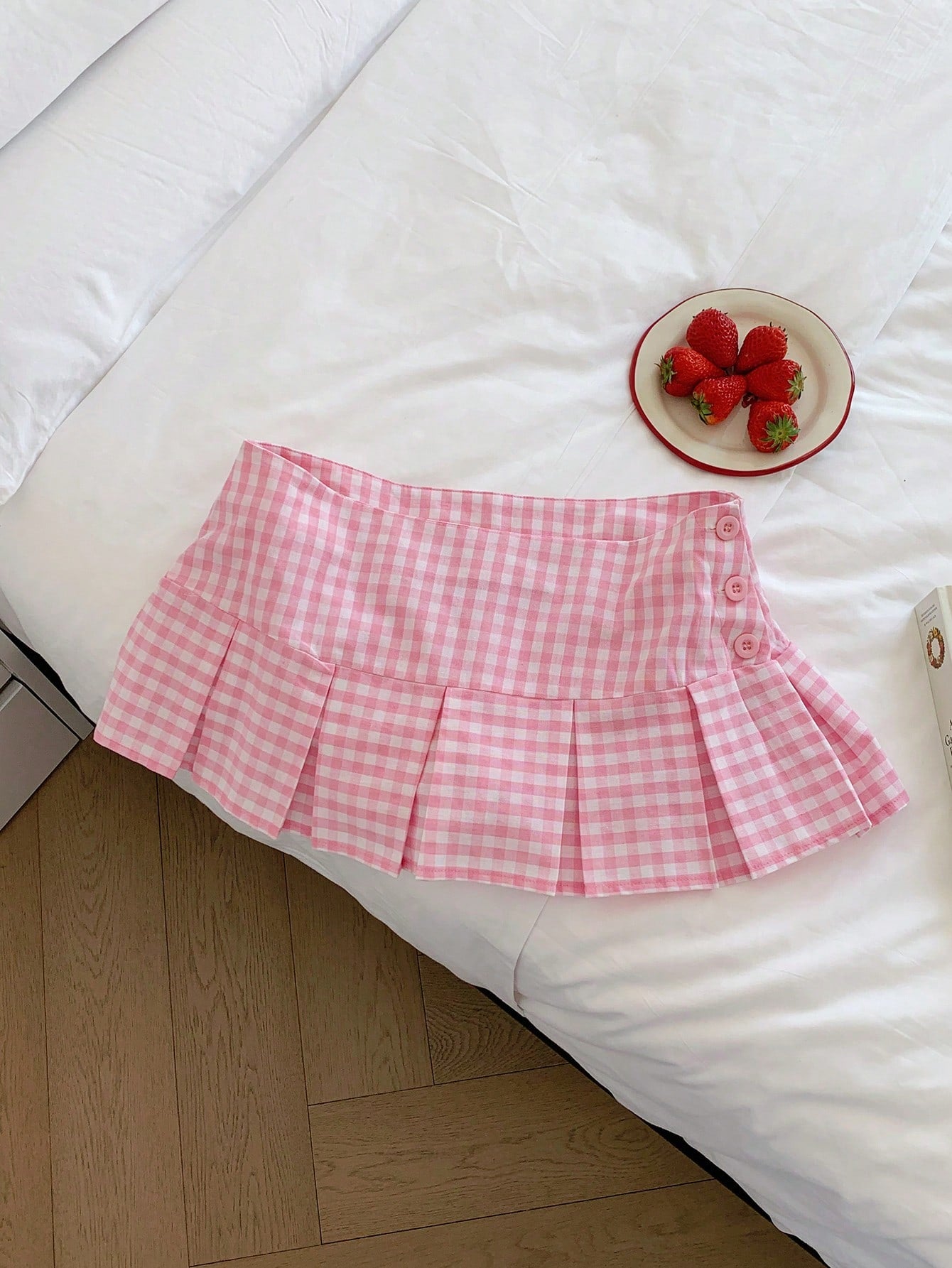 Comfortcana Spring Break Plaid Print Mini Pleated Skirt