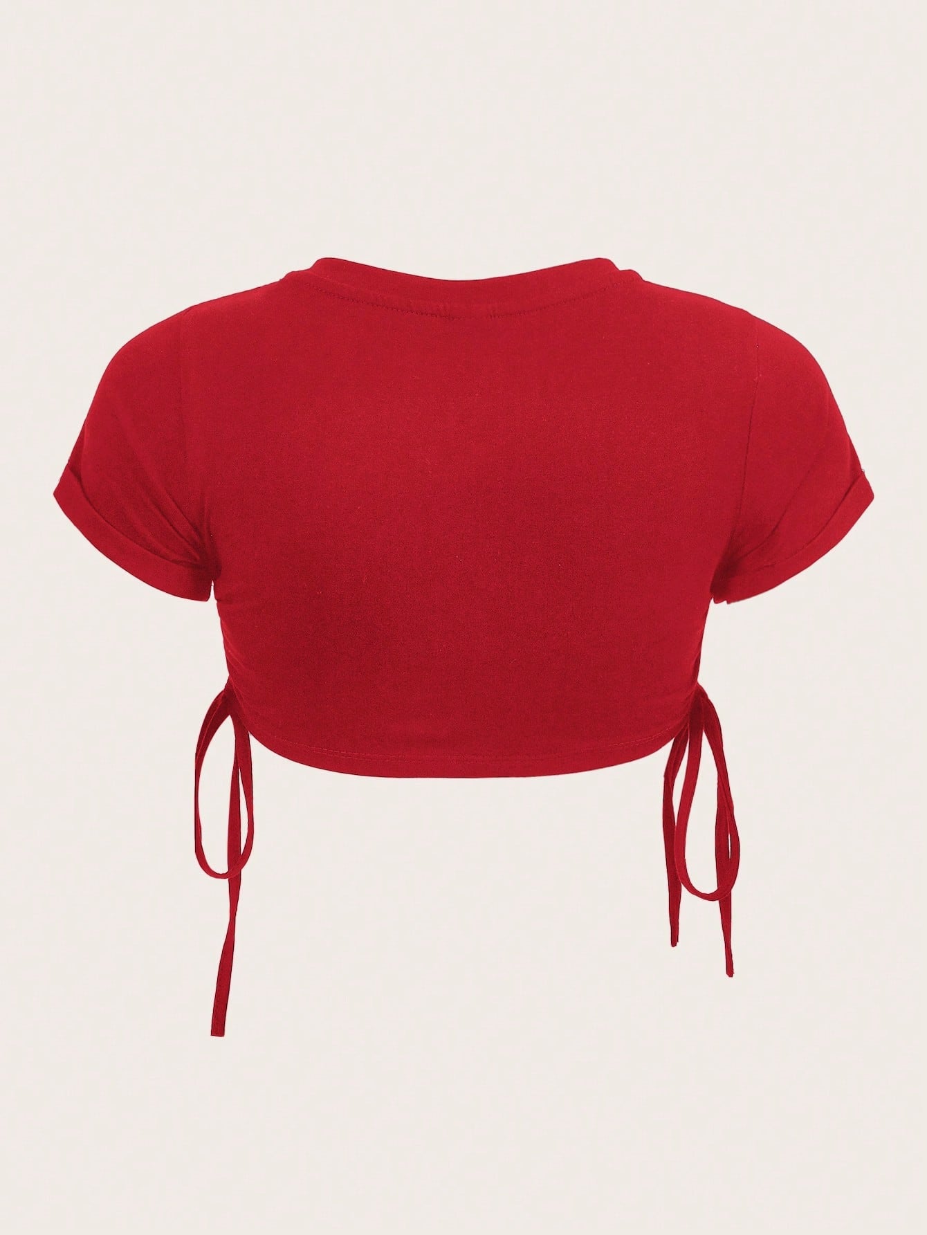 ICON Slogan Graphic Drawstring Side Crop Top Thinking Alone What Is Your Greatest Wish?