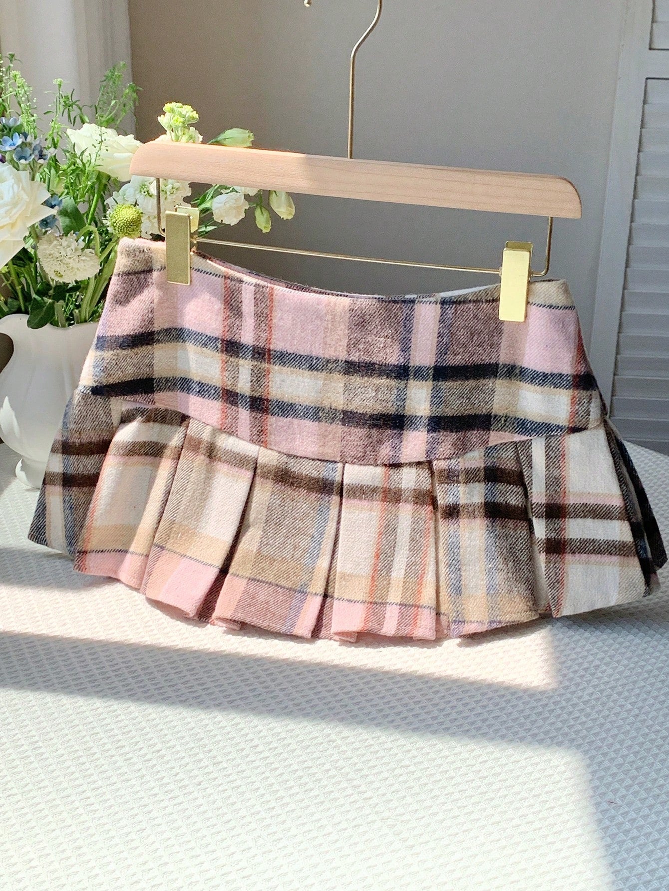 X Carly Lawrence Comfortcana Women'S Autumn and Winter Plaid Pleated Skirt