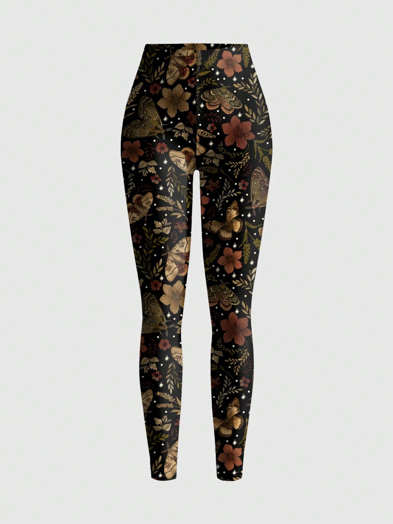 ROMWE Fairycore Maple Leaf Autumn Nature Leaf Sexy Skinny Leggings for Women