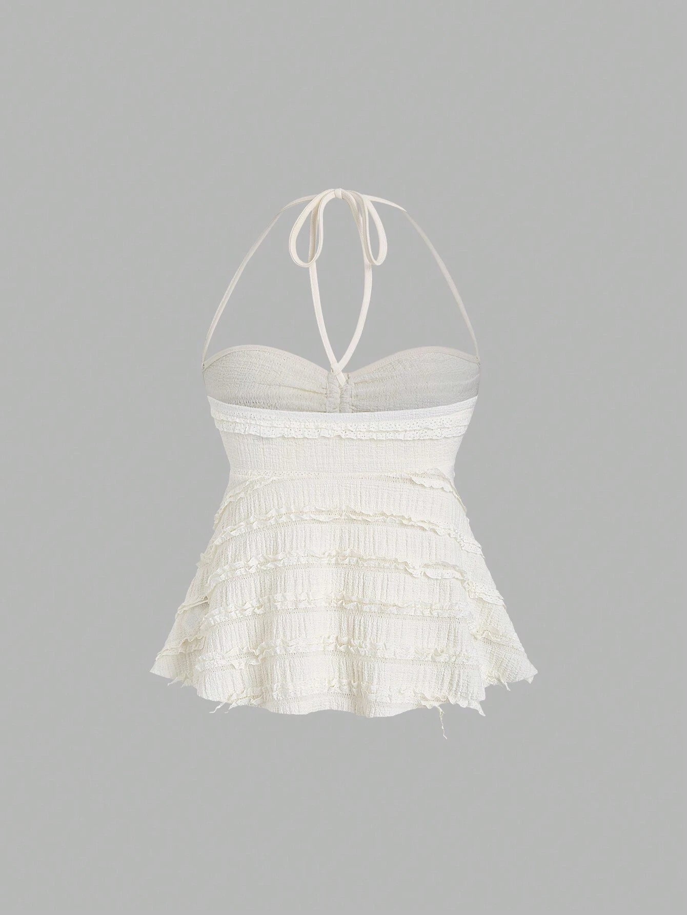 Sweetra Solid Color Drawstring Halter Backless Sexy Summer Tank Top
