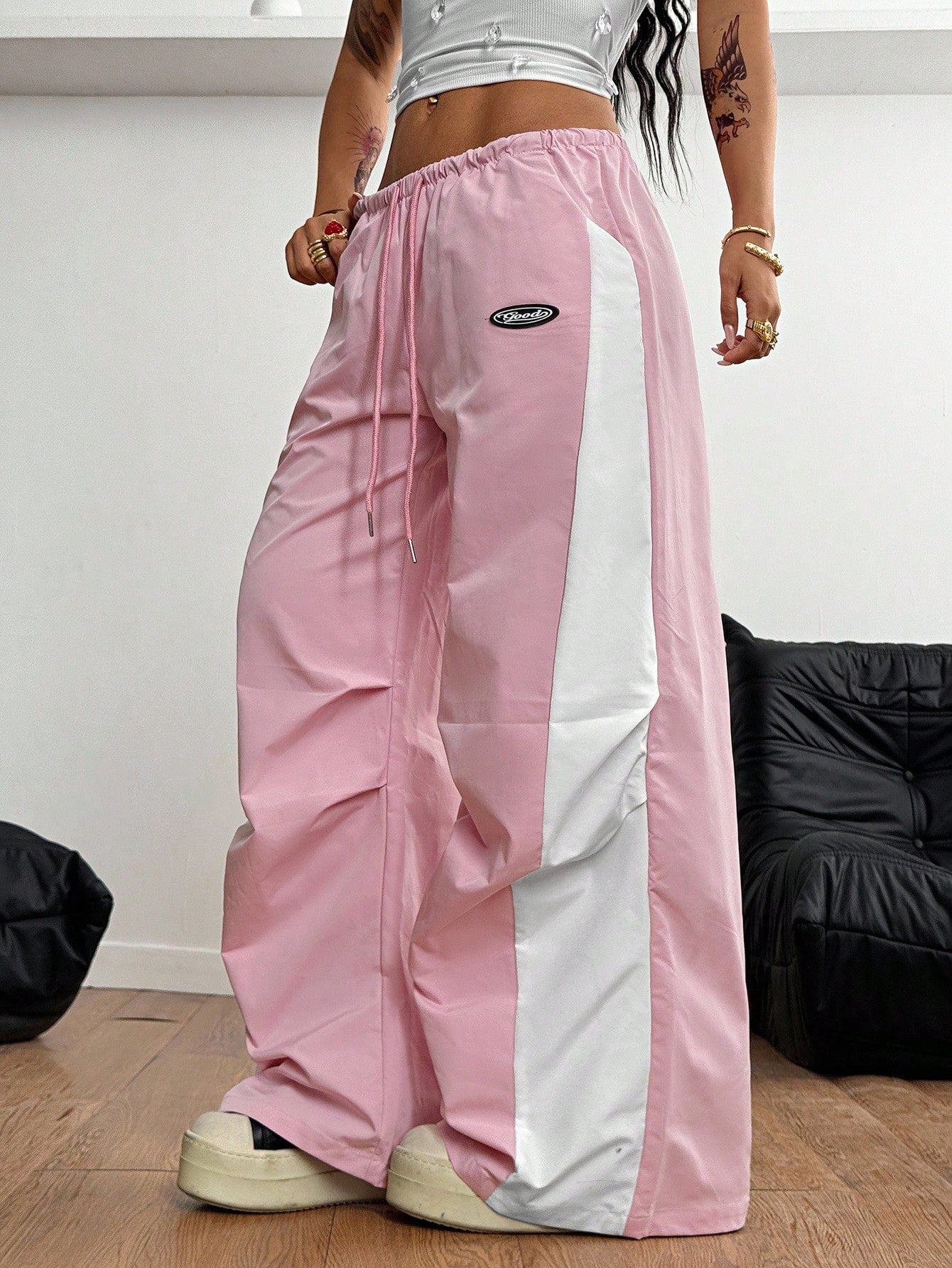 Coolane Women'S Spring and Summer Concert Streetwear Going Out Color-Blocked Parachute Pants,Cargo Pants