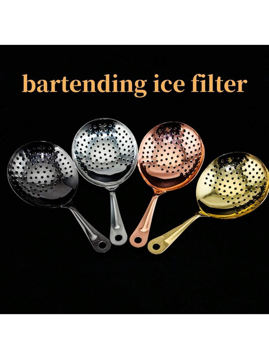 1Pc Stainless Steel Ice Filter Ice Spoon Bar Bartending Filter Strainer Cocktail Ice Separator Tool