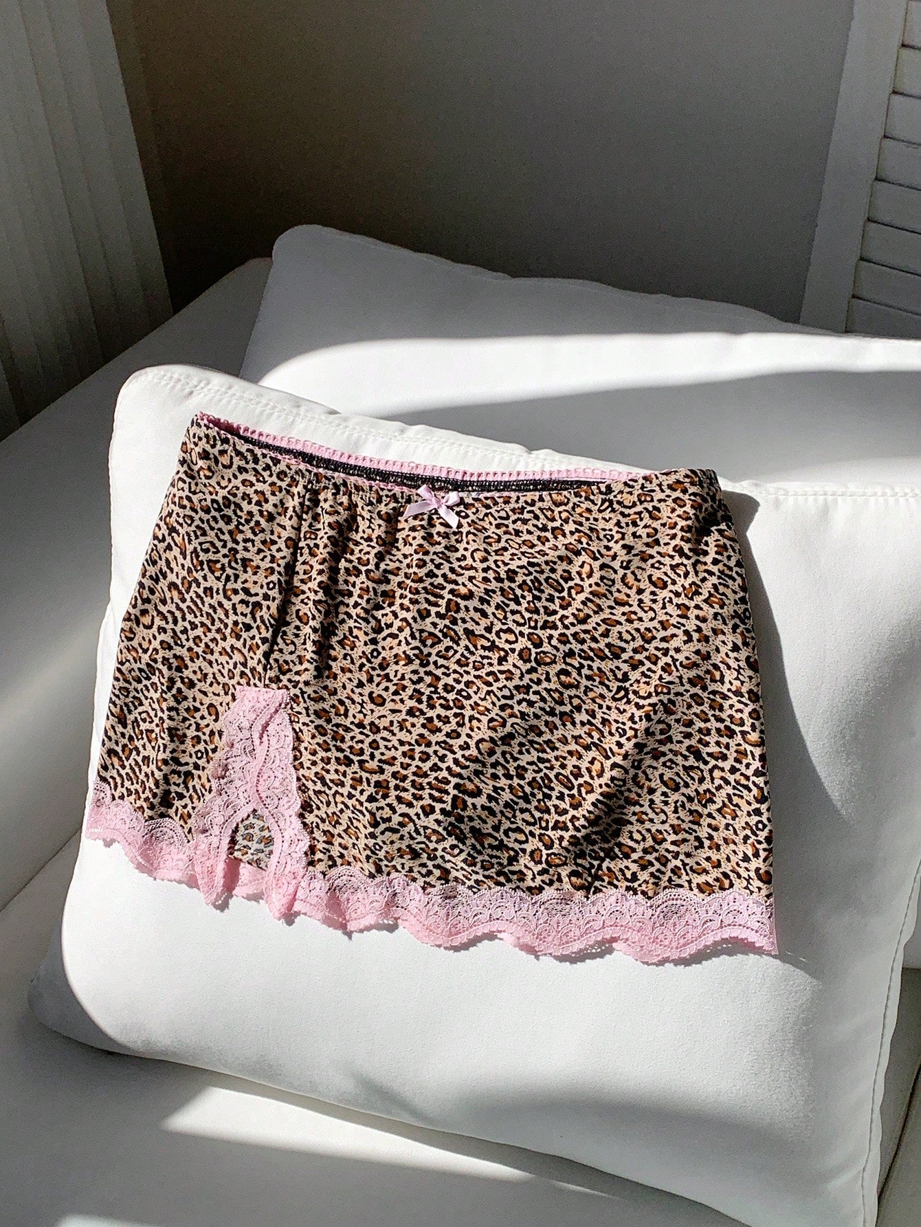 Comfortcana Women'S Summer Fashionable Leopard Print Contrast Lace Skirt Woman Skirts Women Skort