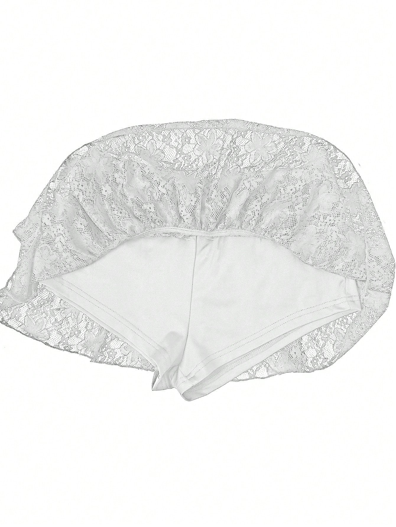 Women'S Lace Ruffle Drawstring Pleated Cute Cake Mini Skirt, Suitable for Gathering, Shopping, Party, White