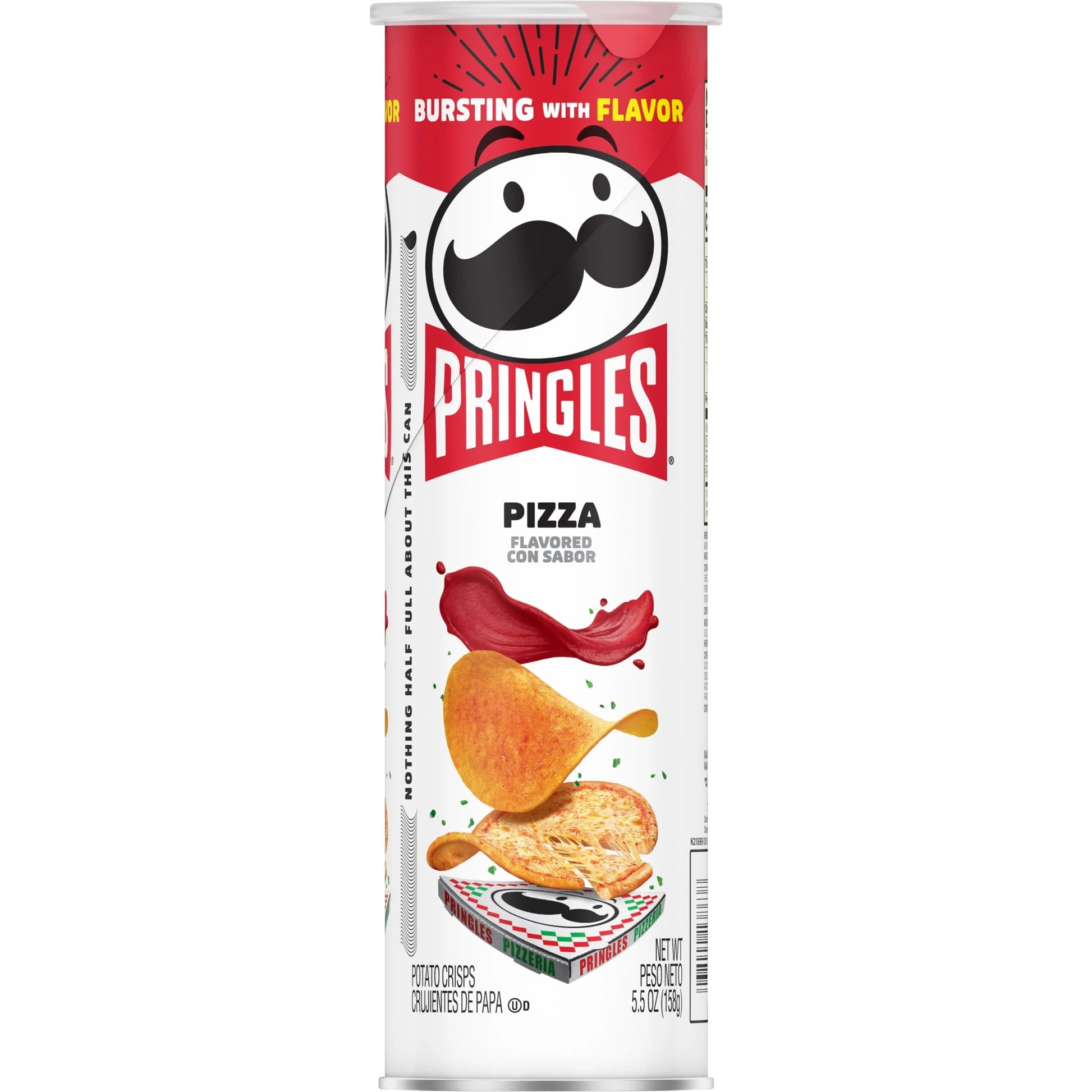 Pizza Potato Crisps Chips, Lunch Snacks, 5.5 Oz Canister